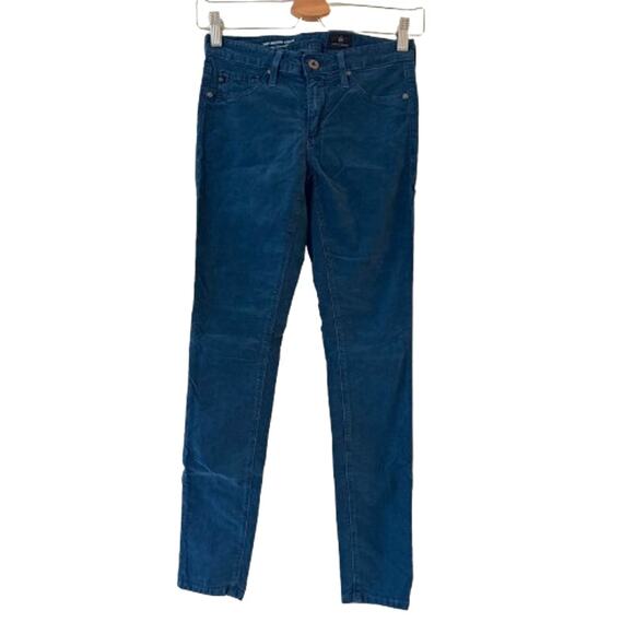 AG Adriano Goldschmied Legging Ankle Velvet Corduroy Super Skinny Pants 24R Blue - Picture 1 of 8